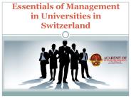 Essentials of Management in Universities in Switzerland