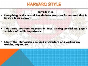 Introduction to Harvard Citation Style
