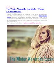 The Winter wardrobe Essentials - Winter Fashion trends !!