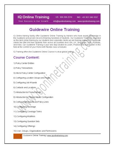 Advance your career with Guidewire online comprehensive training