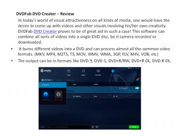 DVDFab DVD Creator–Review