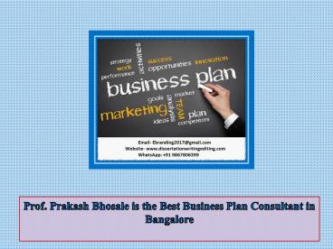 Prof. Prakash Bhosale is the Best Business Plan Consultant in Bangalore