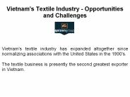 Vietnam's Textile Industry - Opportunities and Challenges