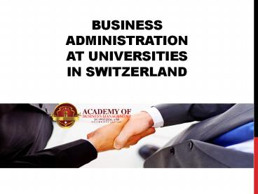 Business Administration at Universities in Switzerland