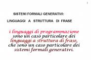 SISTEMI FORMALI GENERATIVI: