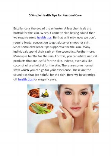 PPT – 5 Best health tips for personal care PowerPoint presentation ...