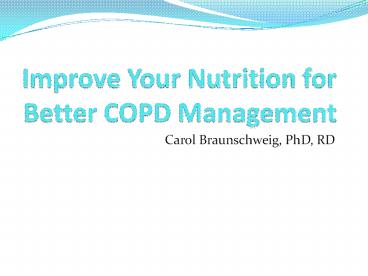Improve Your Nutrition for Better COPD Management
