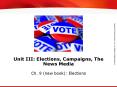 Unit III: Elections, Campaigns, The News Media Ch. 9 (new book): Elections PowerPoint PPT Presentation
