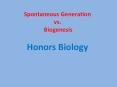 Spontaneous Generation vs. Biogenesis Honors Biology PowerPoint PPT Presentation