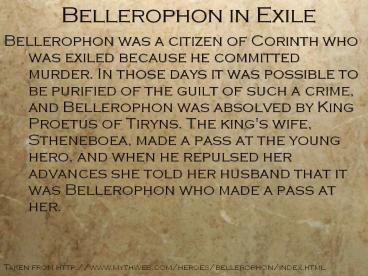 Bellerophon in Exile