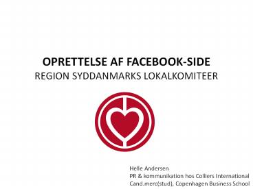 Oprettelse af Facebook-side Region Syddanmarks lokalkomiteer