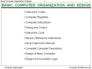 BASIC COMPUTER ORGANIZATION AND DESIGN