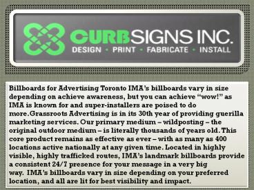 Billboards for Advertising Toronto - Curbsigns