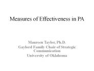 Measures of Effectiveness in PA