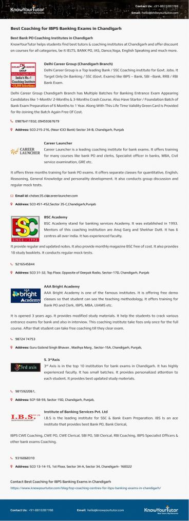 Glorious Coaching of IBPS Banking Exams in Chandigarh