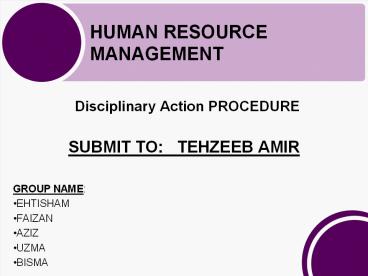 Disciplinary Action PROCEDURE