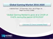 Strategic Analysis on Global Gaming Market 2016-2020