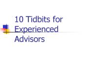 10 Tidbits for Experienced Advisors