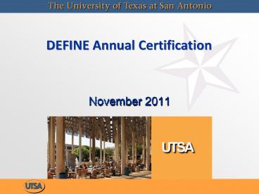 DEFINE Annual Certification