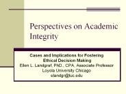 Perspectives on Academic Integrity