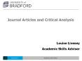 Journal Articles and Critical Analysis PowerPoint PPT Presentation