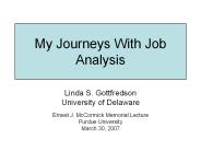 My Journeys With Job Analysis