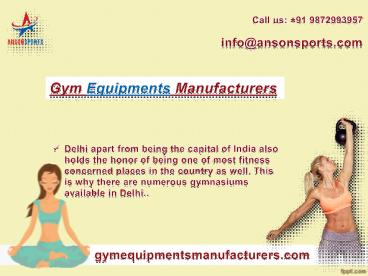 Get Online Service with Gym Equipment manufacturers in Delhi