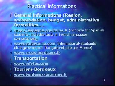 Practical informations