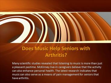 Does Music Help Seniors with Arthritis?