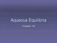 Aqueous Equilibria