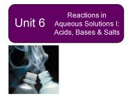 Reactions in Aqueous Solutions I: Acids, Bases