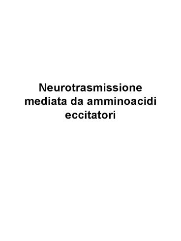 Neurotrasmissione mediata da amminoacidi eccitatori