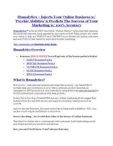 Humalytics review and Exclusive $26,400 Bonus