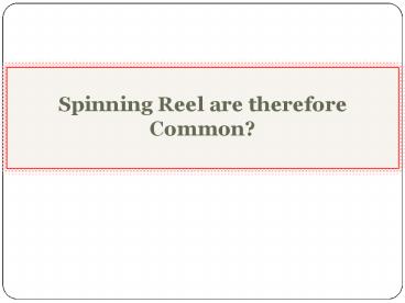 Spinning Reel are therefore Common?