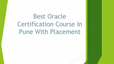 Best Oracle Certification Course In Pune With Placement