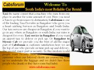Outstation Cabs in Bangalore|Cabs Forum