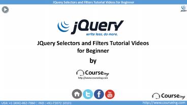JQuery Selectors and Filters Tutorial Videos for Beginner