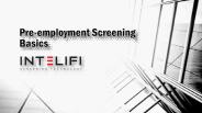 Pre-employment Screening Basics