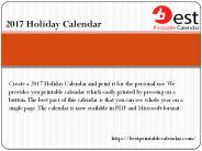 2017 Holiday Calendar