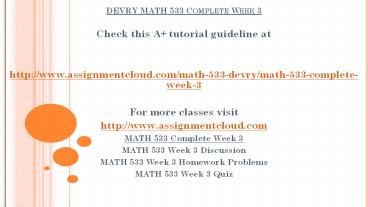 DEVRY MATH 533 Complete Week 3