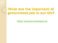 What are importance of government job in our life? PowerPoint PPT Presentation