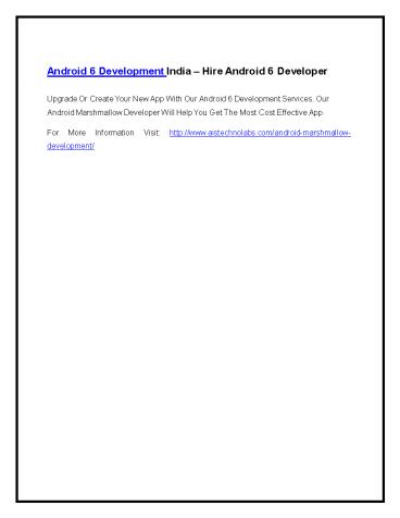 Android 6 Development India – Hire Android 6 Developer