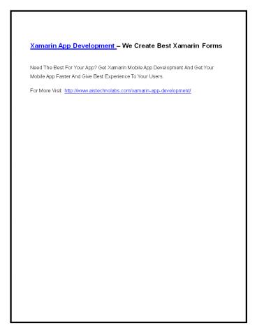 Xamarin App Development – We Create Best Xamarin Forms