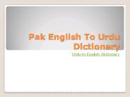 Pak english to urdu Dictionary