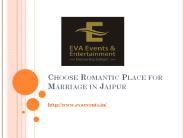 Choose Romantic Place for Marriage in Jaipur