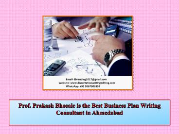 Prof. Prakash Bhosale is the Best Business Plan Writing