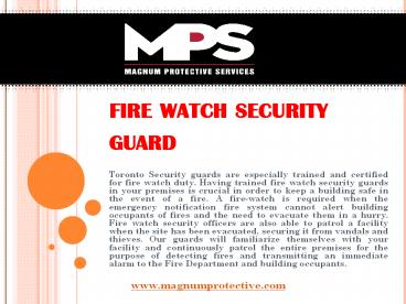 Fire Watch Security Guard | Magnum Protective Services