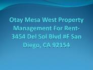 Otay Mesa West Property Management For Rent