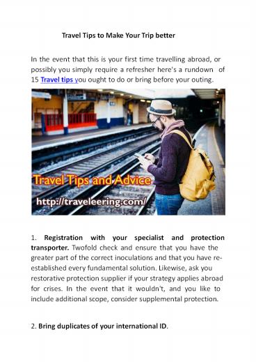 Travel Tips to Make Your Trip better