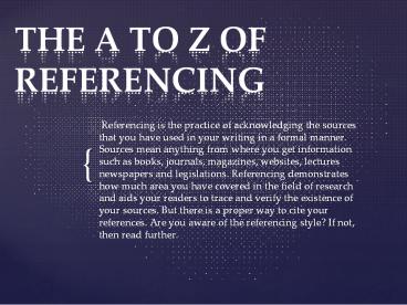 a to z of referencing